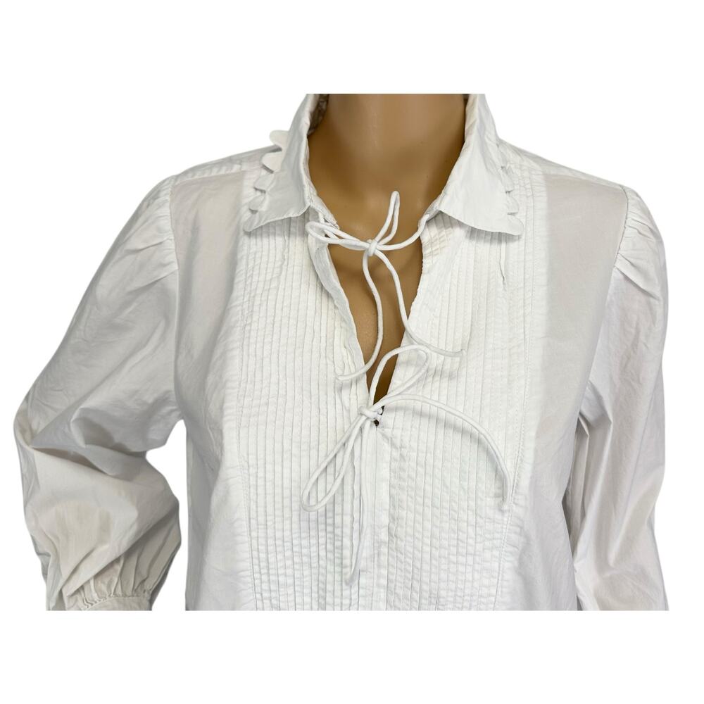J. Crew Scalloped Cotton Poplin Popover Top White BL156 Size S - Picture 9 of 14